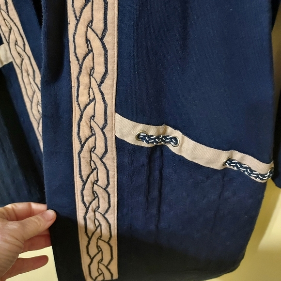 Vintage Bonnie & Bill II by Holly Navy Open Front Sweater Old Money Grandmacore - Picture 4 of 10